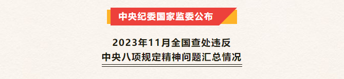 新聞速遞丨中央紀(jì)委國(guó)家監(jiān)委公布2023年11月全國(guó)查處違反中央八項(xiàng)規(guī)定精神問(wèn)題匯總情況